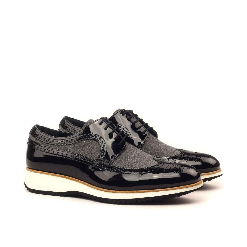 Longwing Blucher-Patent, Flannel, Black, Grey 2-MERRIMIUM-wholesale