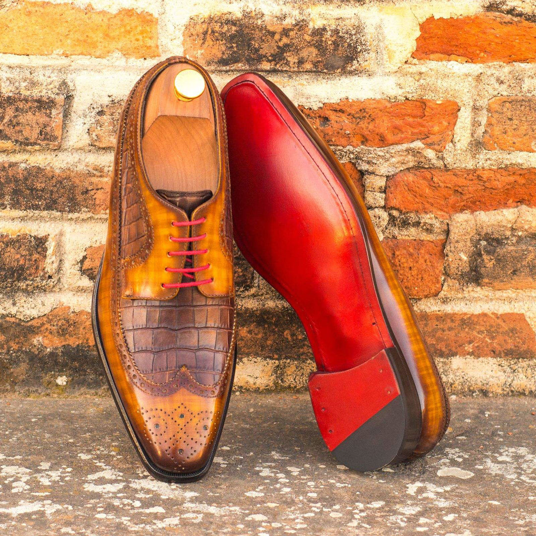 Longwing Blucher-Patina, Painted Croco, Brown 1-MERRIMIUM-WS