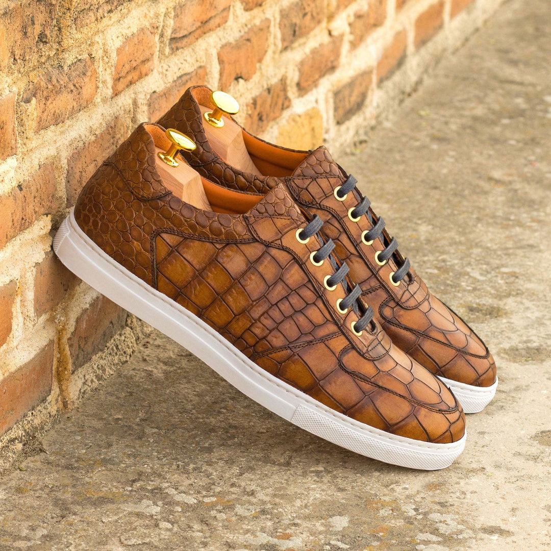 Low Top Trainer-Painted Croco, Brown 1-MERRIMIUM-WS