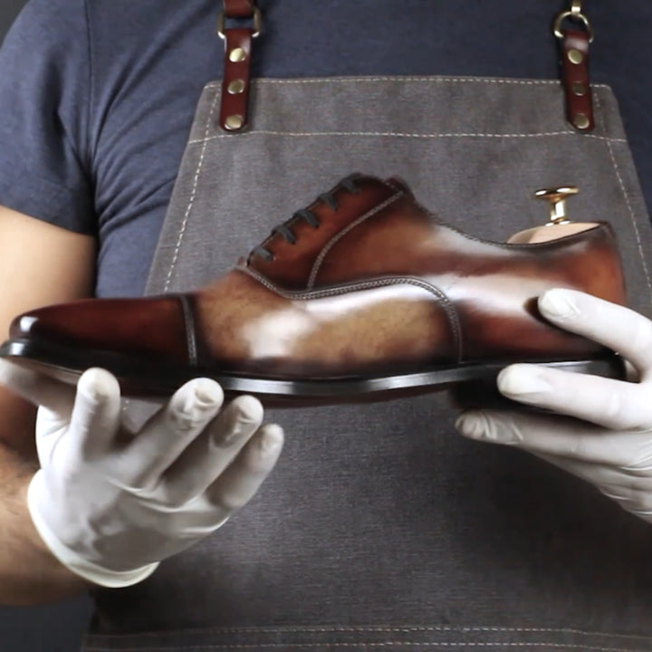 Men's Fire Cream Museum Patina Oxford Goodyear Welt Shoes Limited Edition