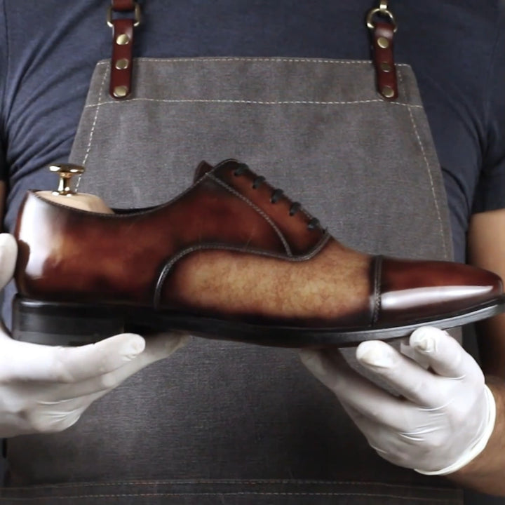 Men's Fire Cream Museum Patina Oxford Goodyear Welt Shoes Limited Edition