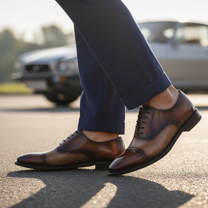 Men's Fire Cream Museum Patina Oxford Goodyear Welt Shoes Limited Edition