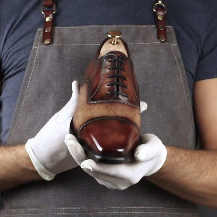 Men's Fire Cream Museum Patina Oxford Goodyear Welt Shoes Limited Edition