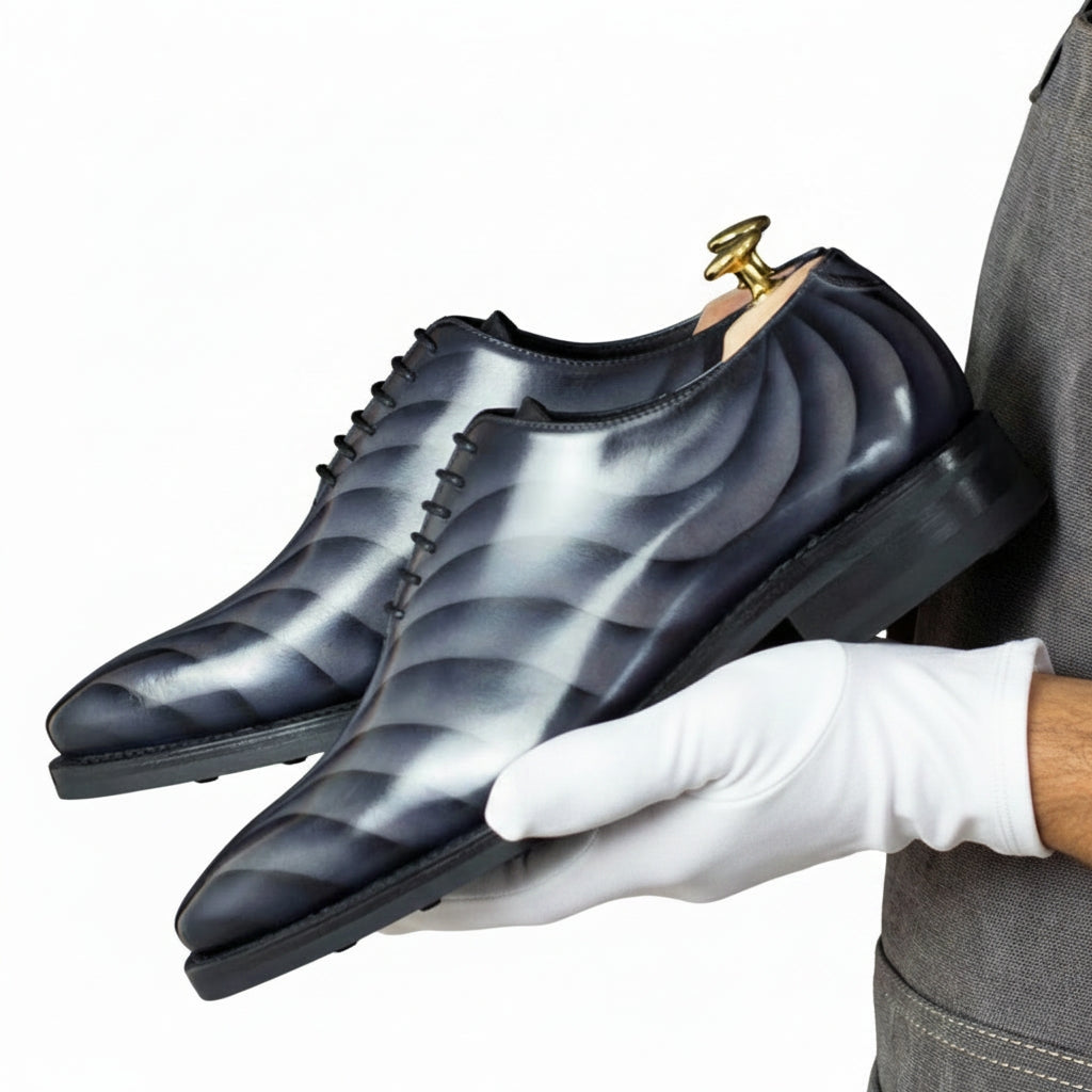 MERRIMIUM Men's Grey Dune Patina Wholecut Goodyear Welt Shoes Limited Edition