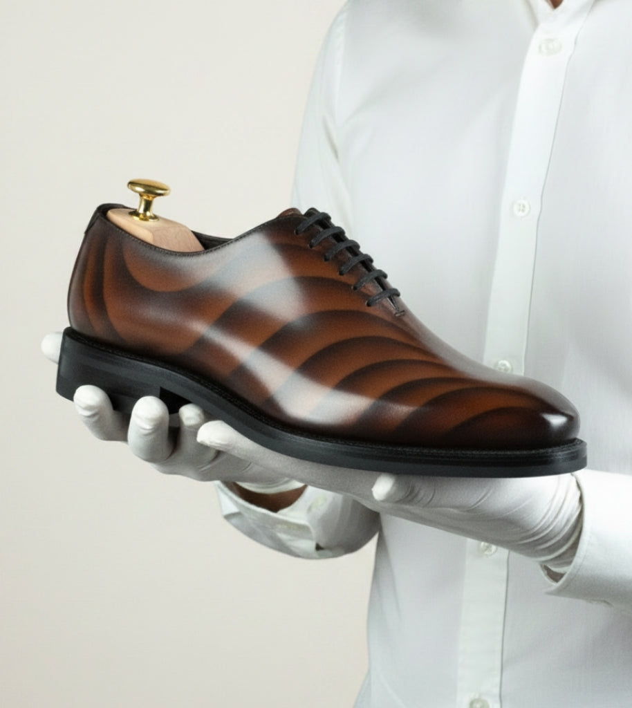 MERRIMIUM Men's Cognac Dune Patina Wholecut Goodyear Welt Shoes Limited Edition