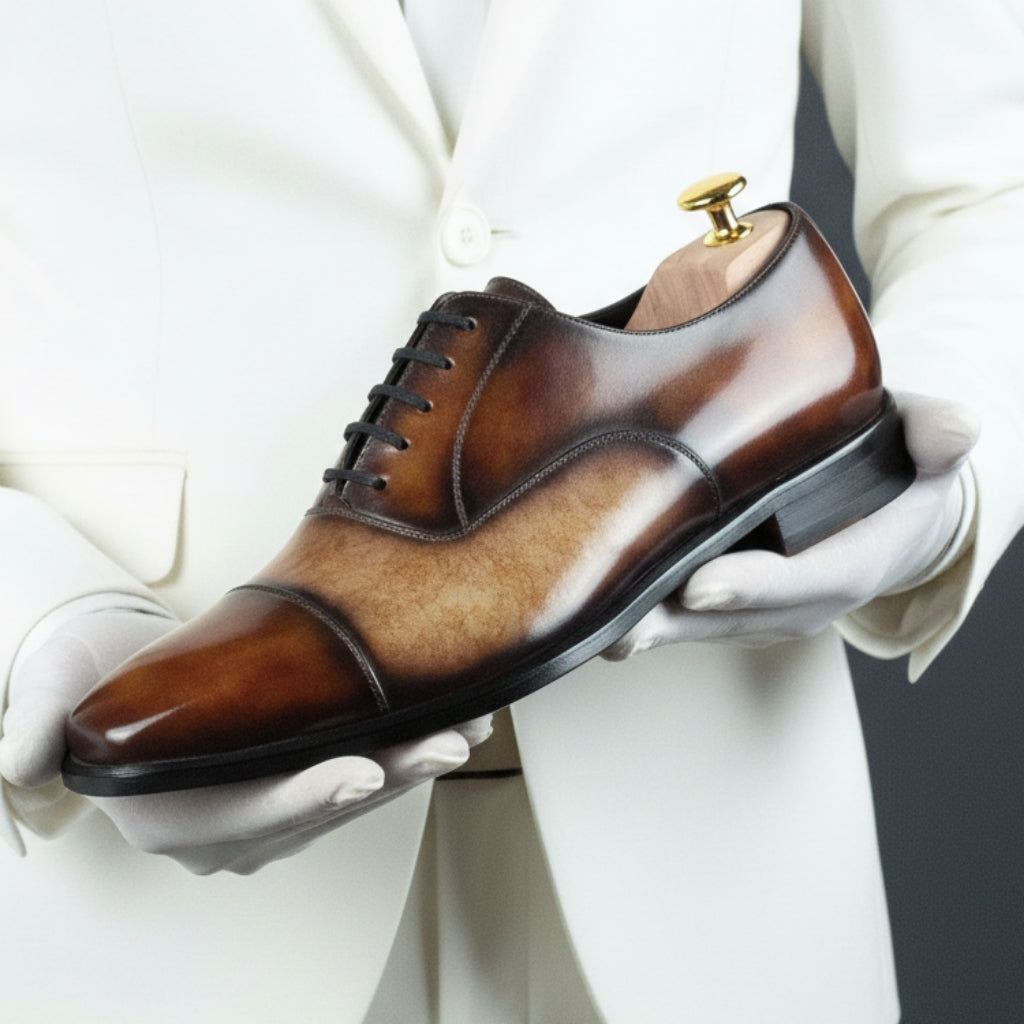MERRIMIUM Men's Fire Cream Museum Patina Oxford Goodyear Welt Shoes Limited Edition