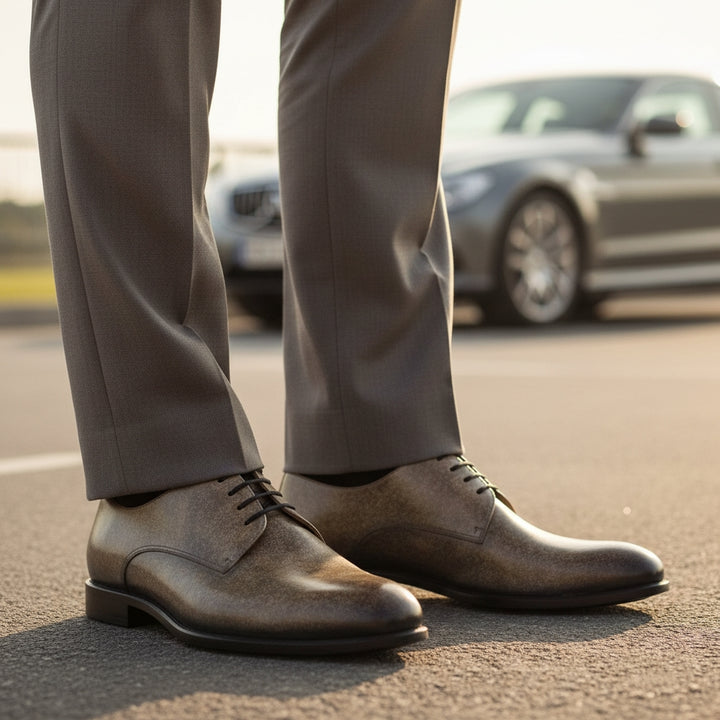 Men's Taupe Stone Derby Patina Shoes Limited Edition