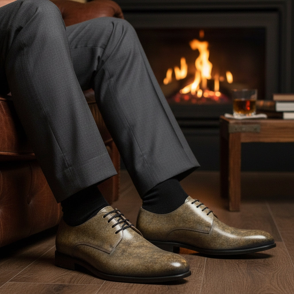 Men's Taupe Stone Derby Patina Shoes Limited Edition