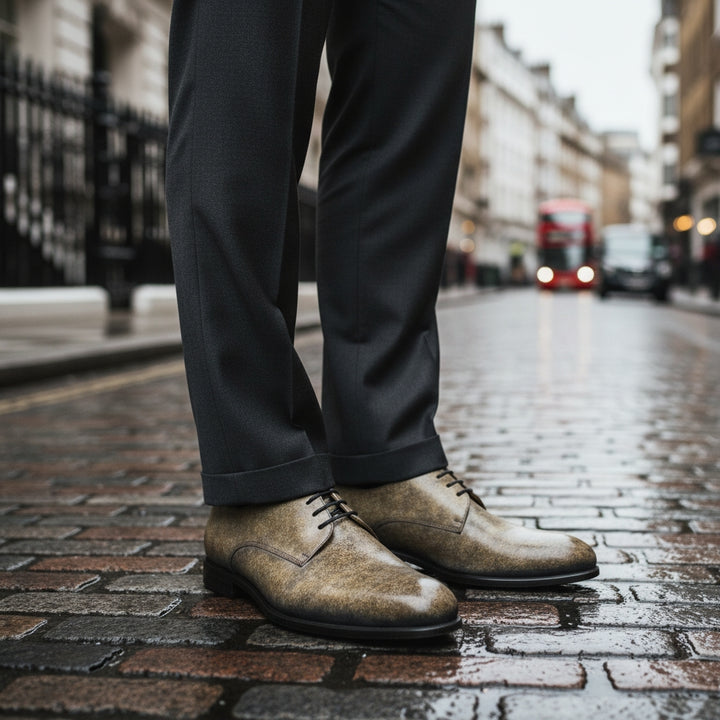 Men's Taupe Stone Derby Patina Shoes Limited Edition