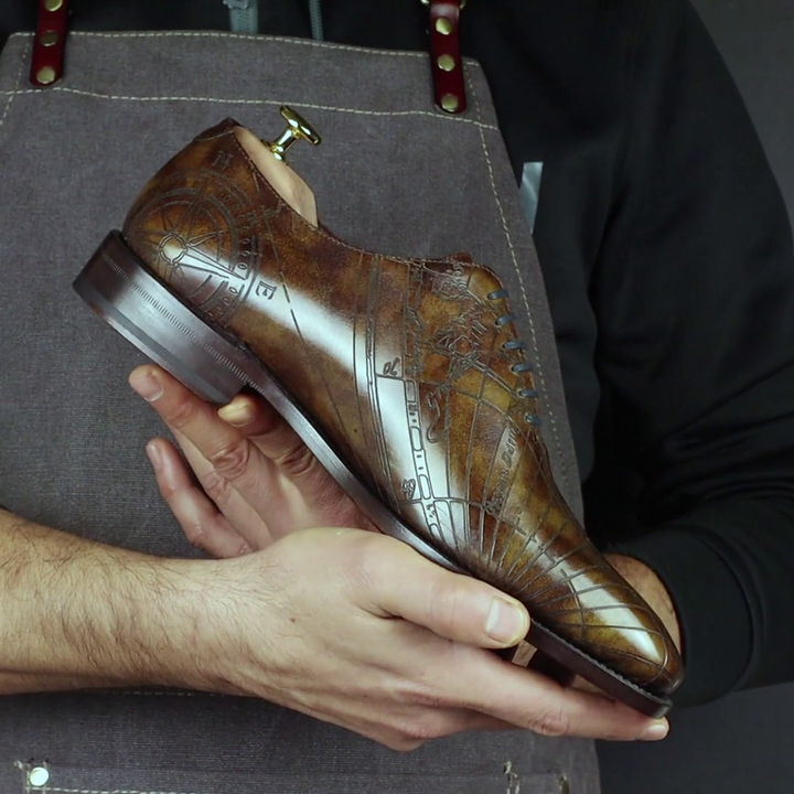 MERRIMIUM Men's Wholecut Goodyear welt Patina Shoes Cartography Limited Edition 4