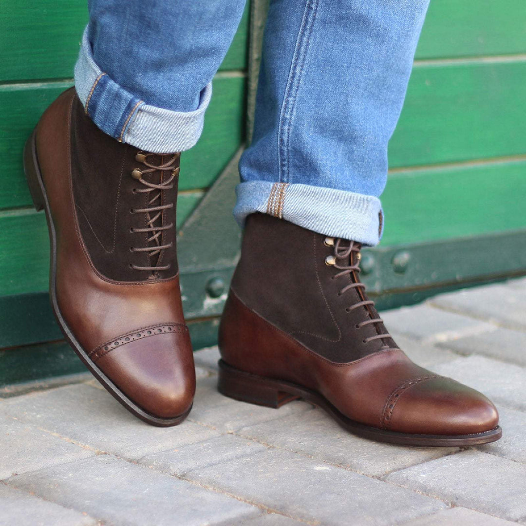 Men's Balmoral Boots Leather Dark Brown 1784 1- MERRIMIUM--GID-1533-1784