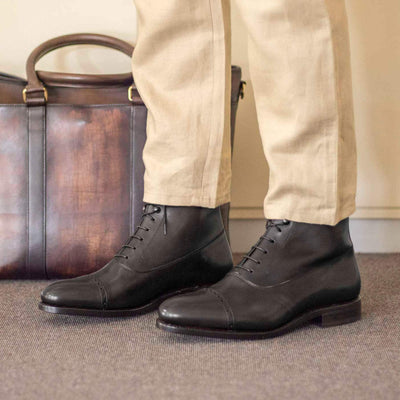 Men's Balmoral Boots Leather Goodyear Welt Black 5034 1- MERRIMIUM--GID-4441-5034
