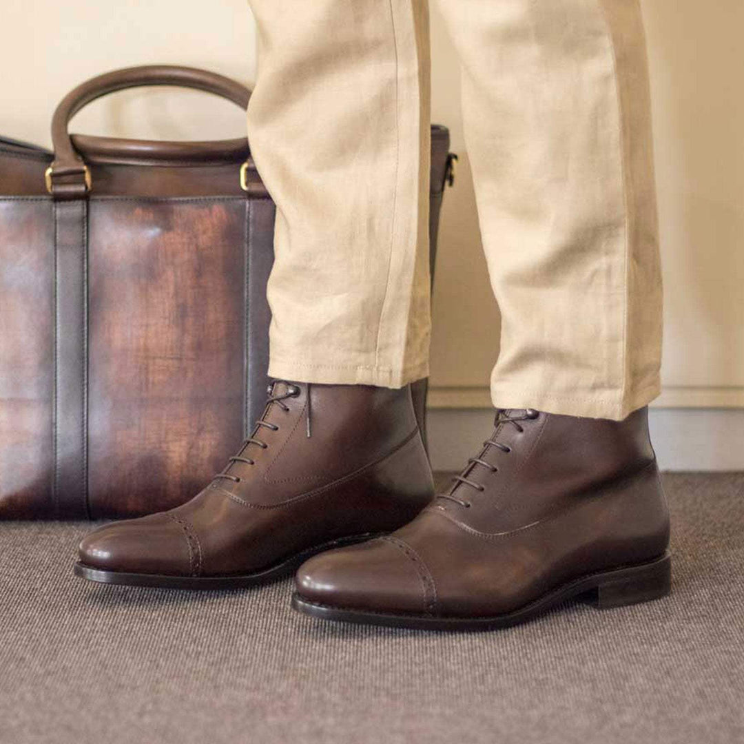 Men's Balmoral Boots Leather Goodyear Welt Dark Brown 4994 1- MERRIMIUM--GID-4441-4994