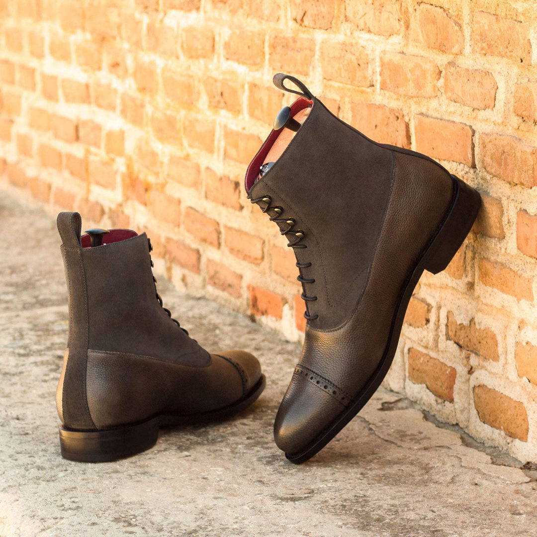 Men's Balmoral Boots Leather Goodyear Welt Grey 3444 1- MERRIMIUM--GID-2511-3444