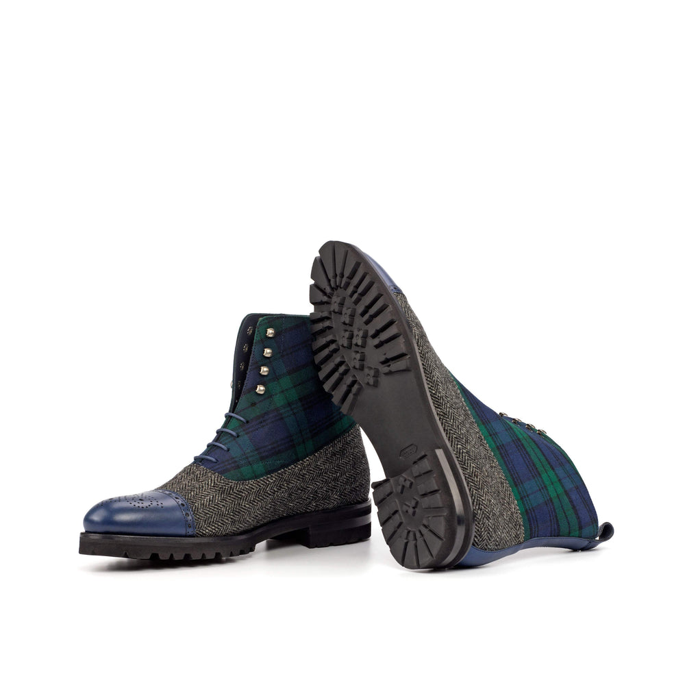 Men's Balmoral Boots Leather Green Grey 4566 2- MERRIMIUM