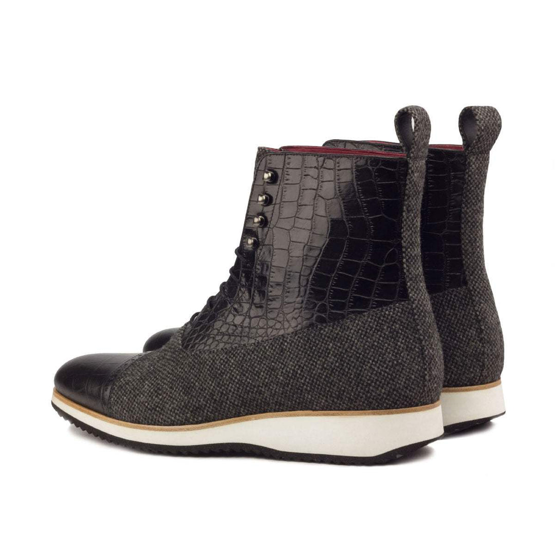 Men's Balmoral Boots Leather Grey Black 2565 4- MERRIMIUM