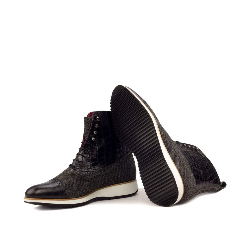 Men's Balmoral Boots Leather Grey Black 2565 2- MERRIMIUM