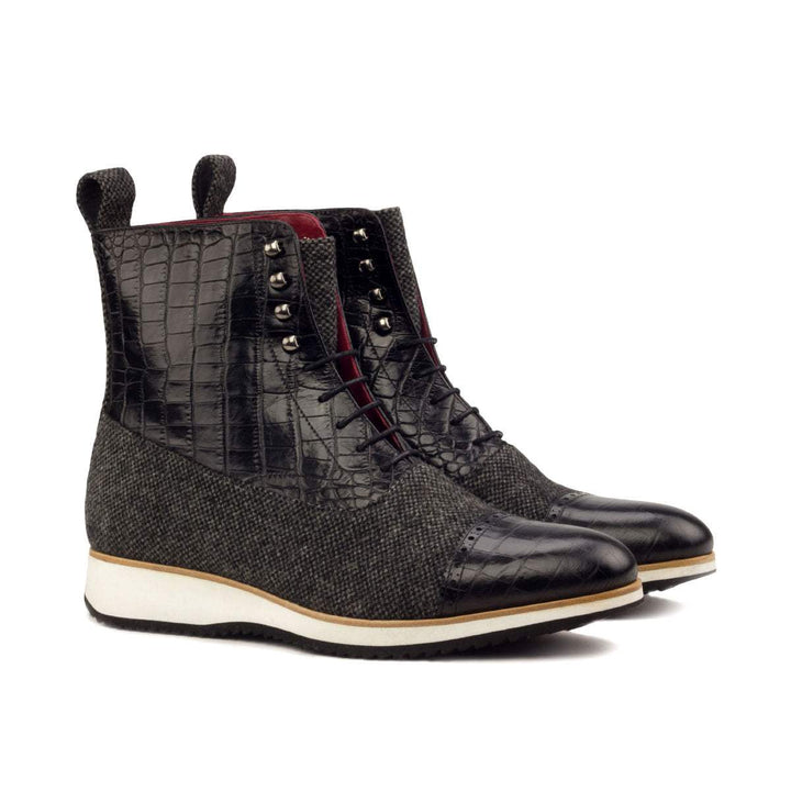 Men's Balmoral Boots Leather Grey Black 2565 3- MERRIMIUM