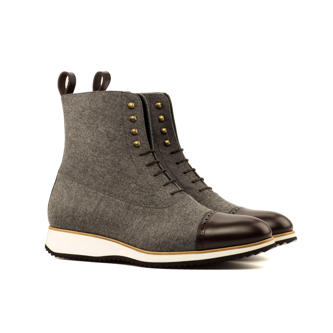 Men's Balmoral Boots Leather Grey Dark Brown 3665 3- MERRIMIUM