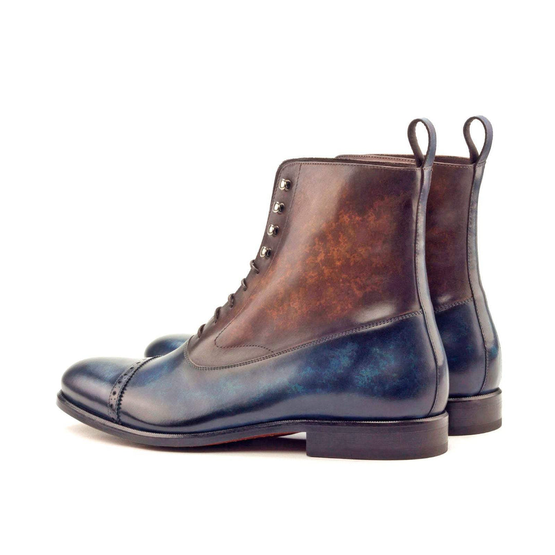 Men's Balmoral Boots Patina Leather Blue Brown 2975 4- MERRIMIUM