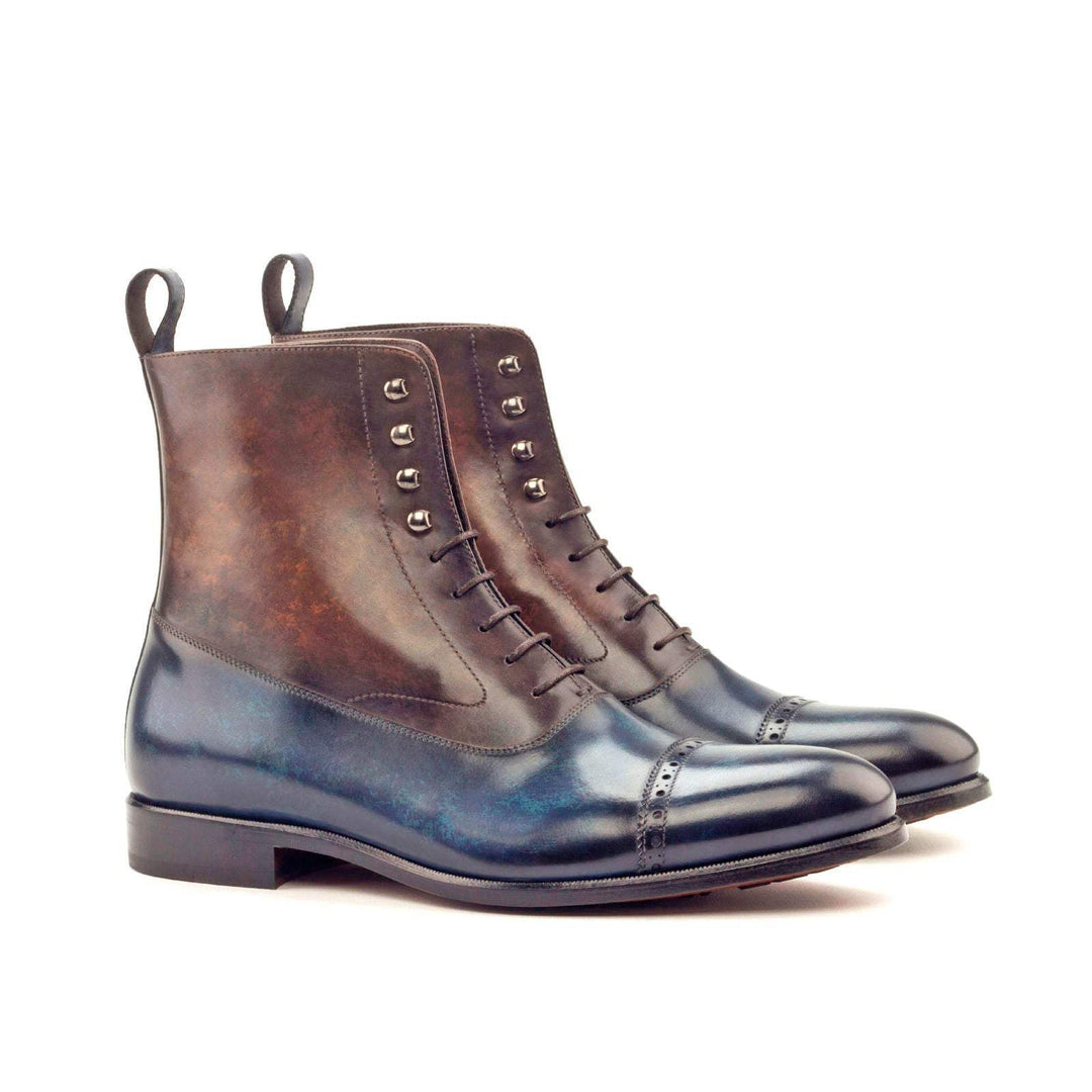Men's Balmoral Boots Patina Leather Blue Brown 2975 3- MERRIMIUM