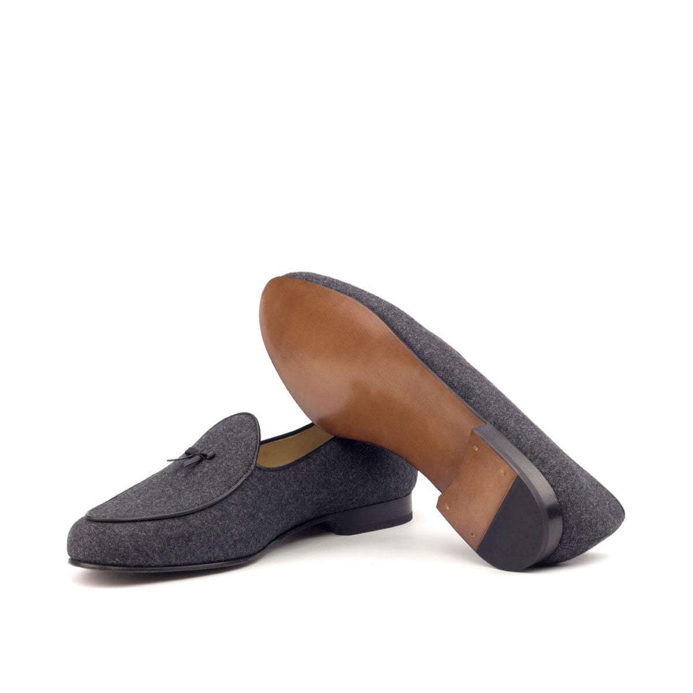 Men's Belgian Slippers Leather Black Grey 2650 2- MERRIMIUM