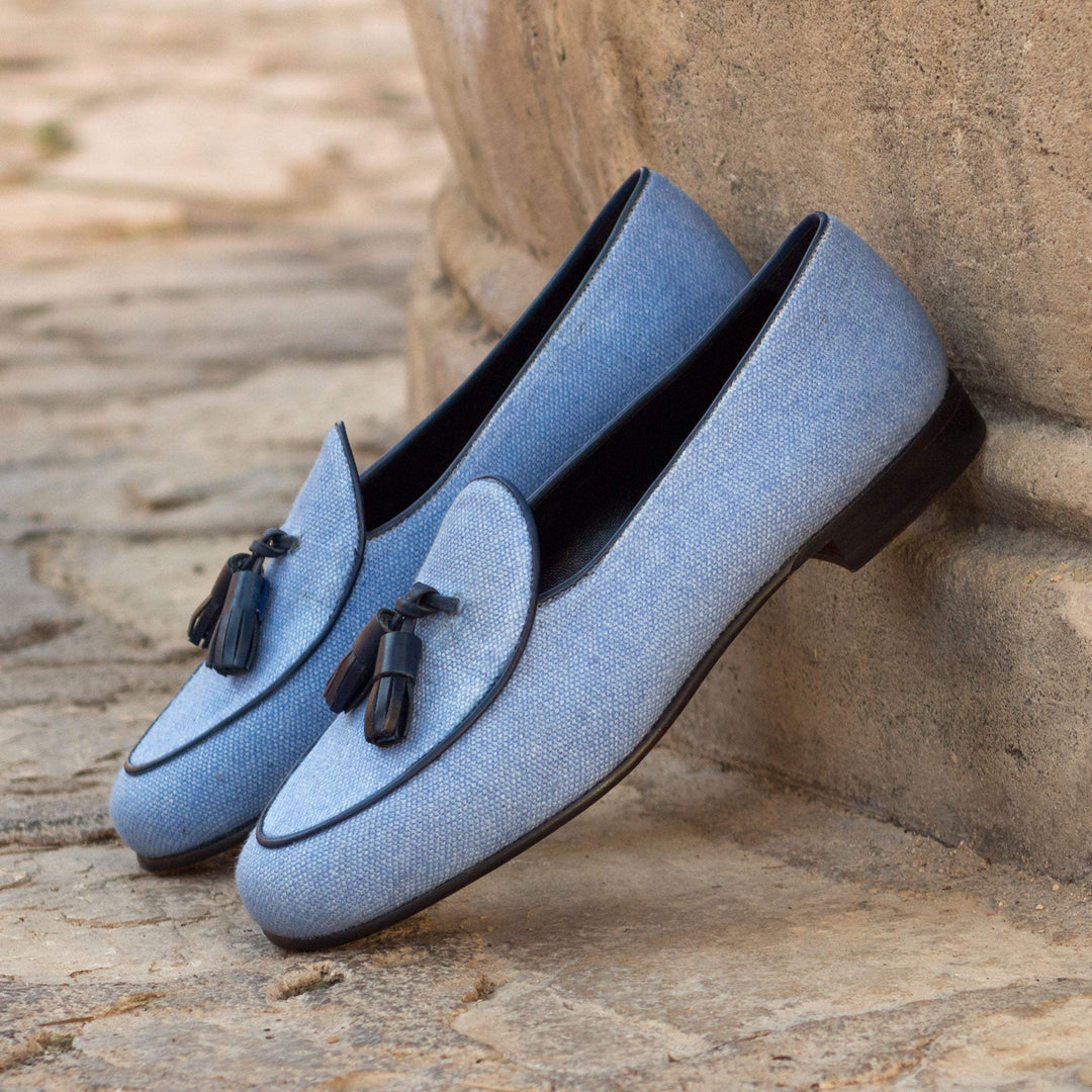 Men's Belgian Slippers Leather Blue 3208 1- MERRIMIUM--GID-1384-3208