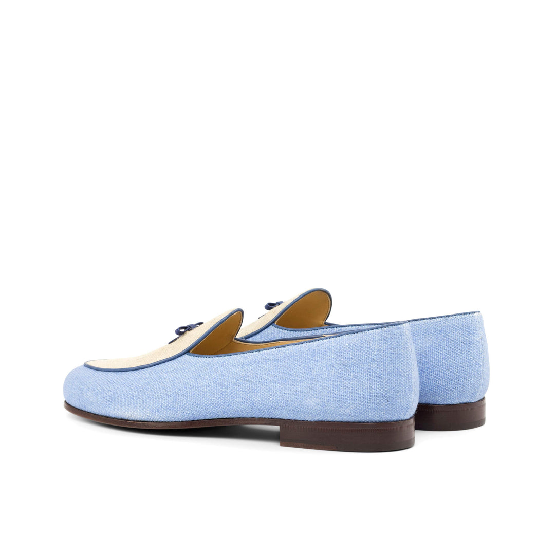 Men's Belgian Slippers Leather Blue White 4798 3- MERRIMIUM