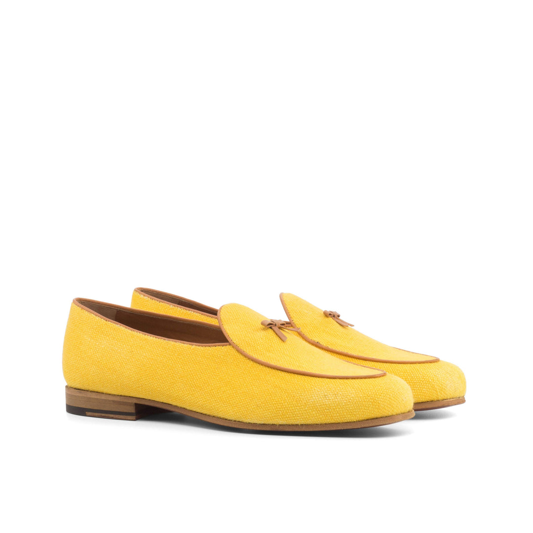 Men's Belgian Slippers Leather Yellow Brown 4327 4- MERRIMIUM
