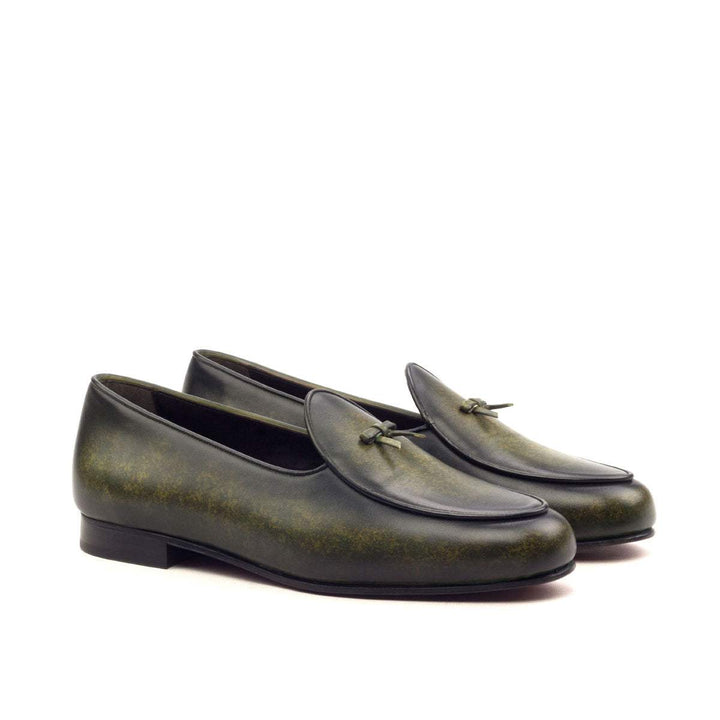 Men's Belgian Slippers Patina Leather Green 2573 4- MERRIMIUM