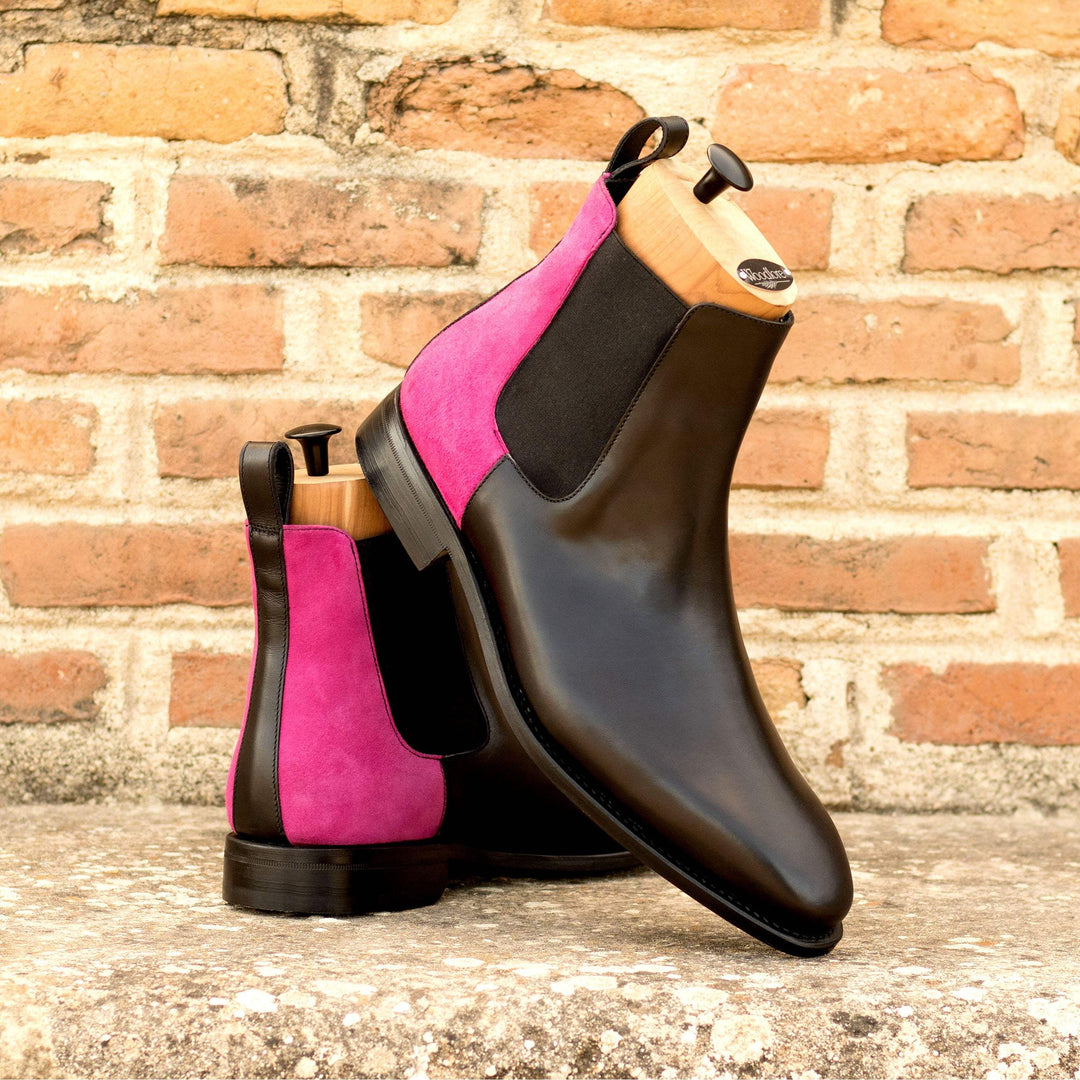 Men's Chelsea Boots Classic Leather Goodyear Welt Black Violet 5687 1- MERRIMIUM--GID-2628-5687