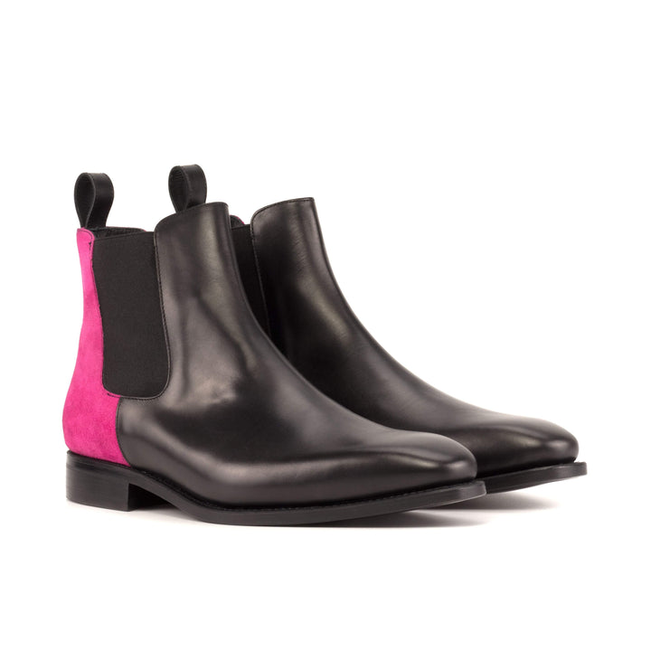 Men's Chelsea Boots Classic Leather Goodyear Welt Black Violet 5687 3- MERRIMIUM