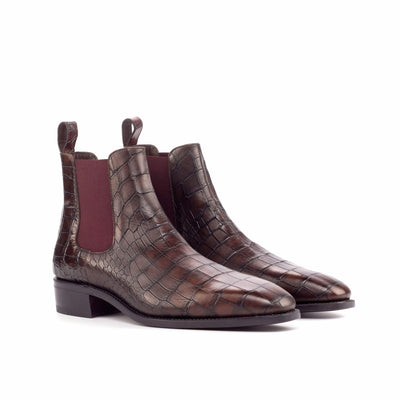 Men's Chelsea Boots Classic Leather Goodyear Welt Brown Burgundy 4603 3- MERRIMIUM
