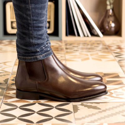 Men's Chelsea Boots Classic Leather Goodyear Welt Dark Brown 5523 5- MERRIMIUM