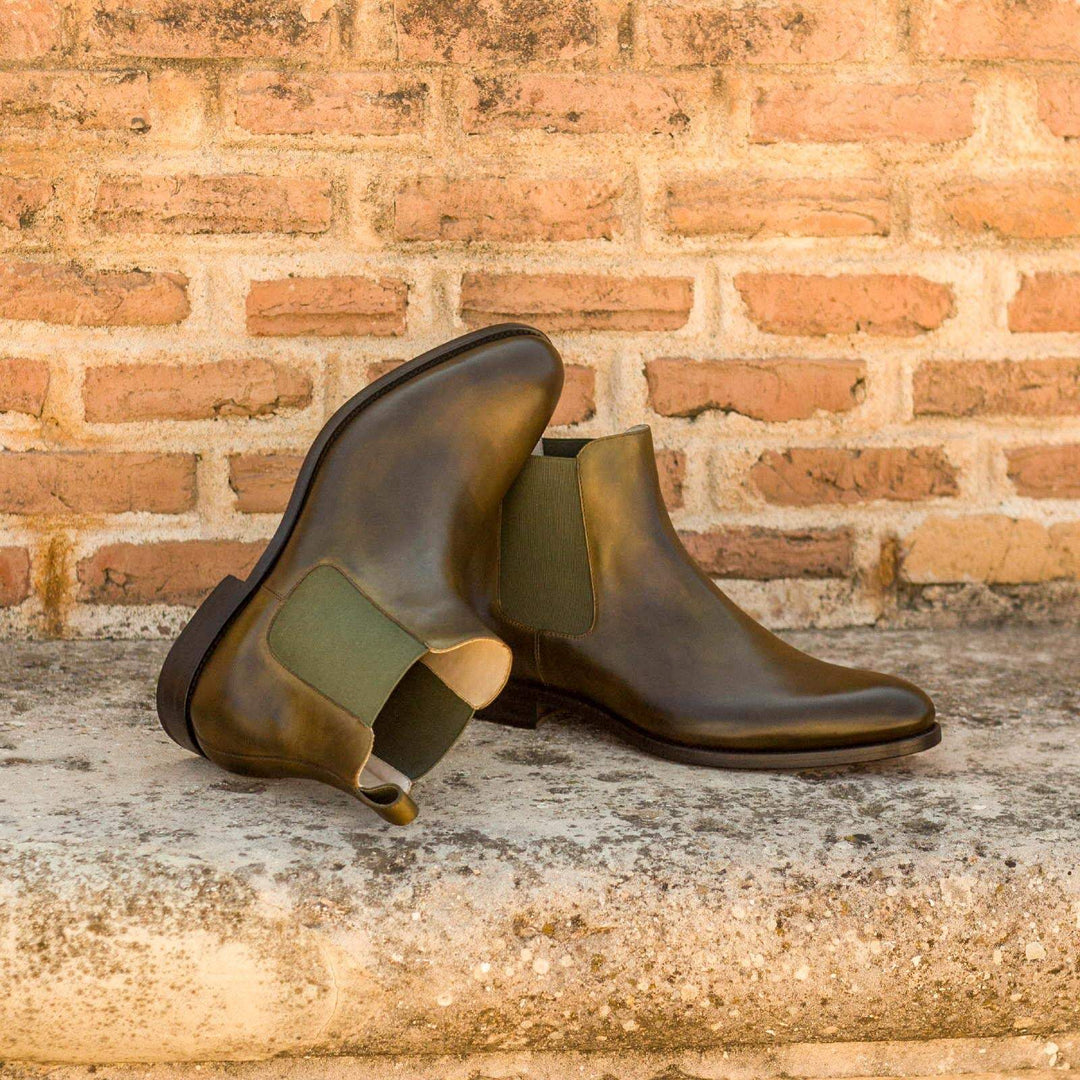 Men's Chelsea Boots Classic Leather Green 3009 1- MERRIMIUM--GID-1635-3009