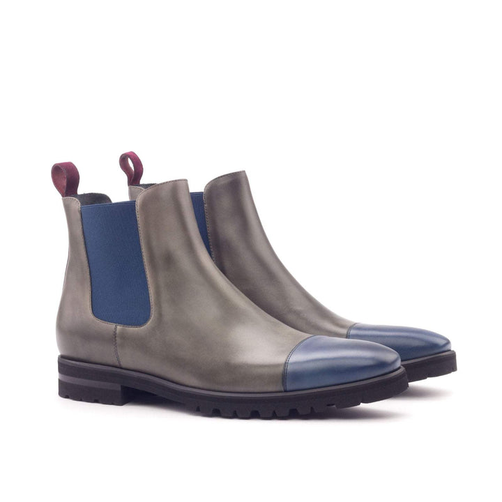 Men's Chelsea Boots Classic Leather Grey Blue 3028 3- MERRIMIUM