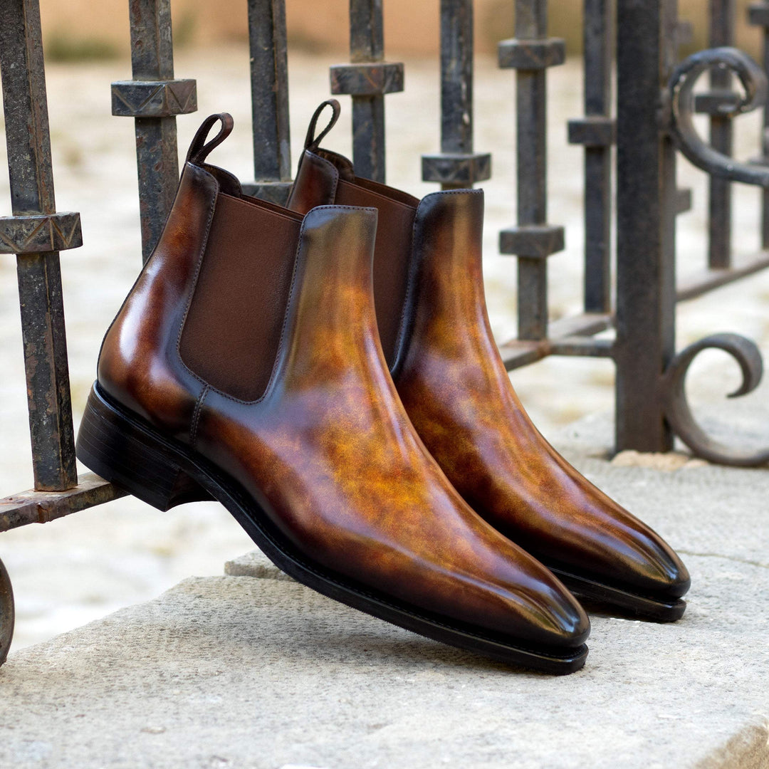 Men's Chelsea Boots Classic Patina Leather Goodyear Welt Burgundy 5465 1- MERRIMIUM--GID-3542-5465
