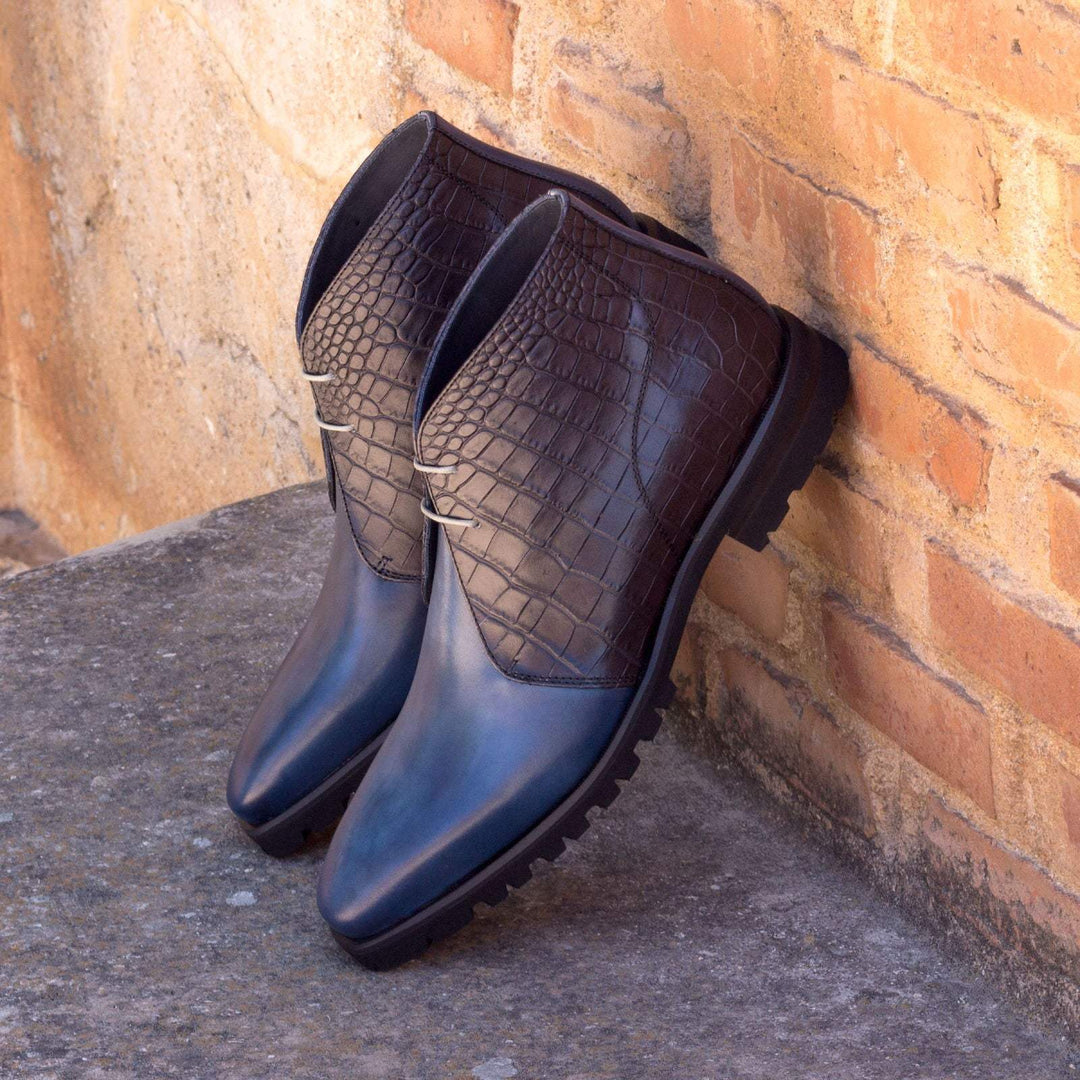 Men's Chukka Boots Leather Black Blue 2842 1- MERRIMIUM--GID-1376-2842