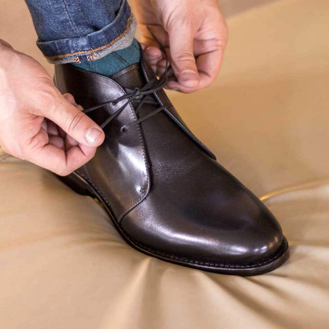 Men's Chukka Boots Leather Goodyear Welt Black 4997 1- MERRIMIUM--GID-4421-4997