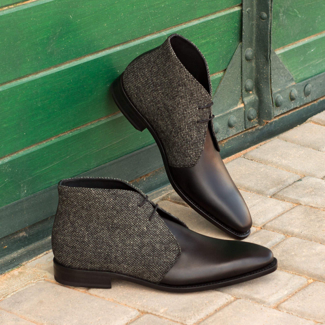 Men's Chukka Boots Leather Goodyear Welt Grey Black 3485 1- MERRIMIUM--GID-2508-3485