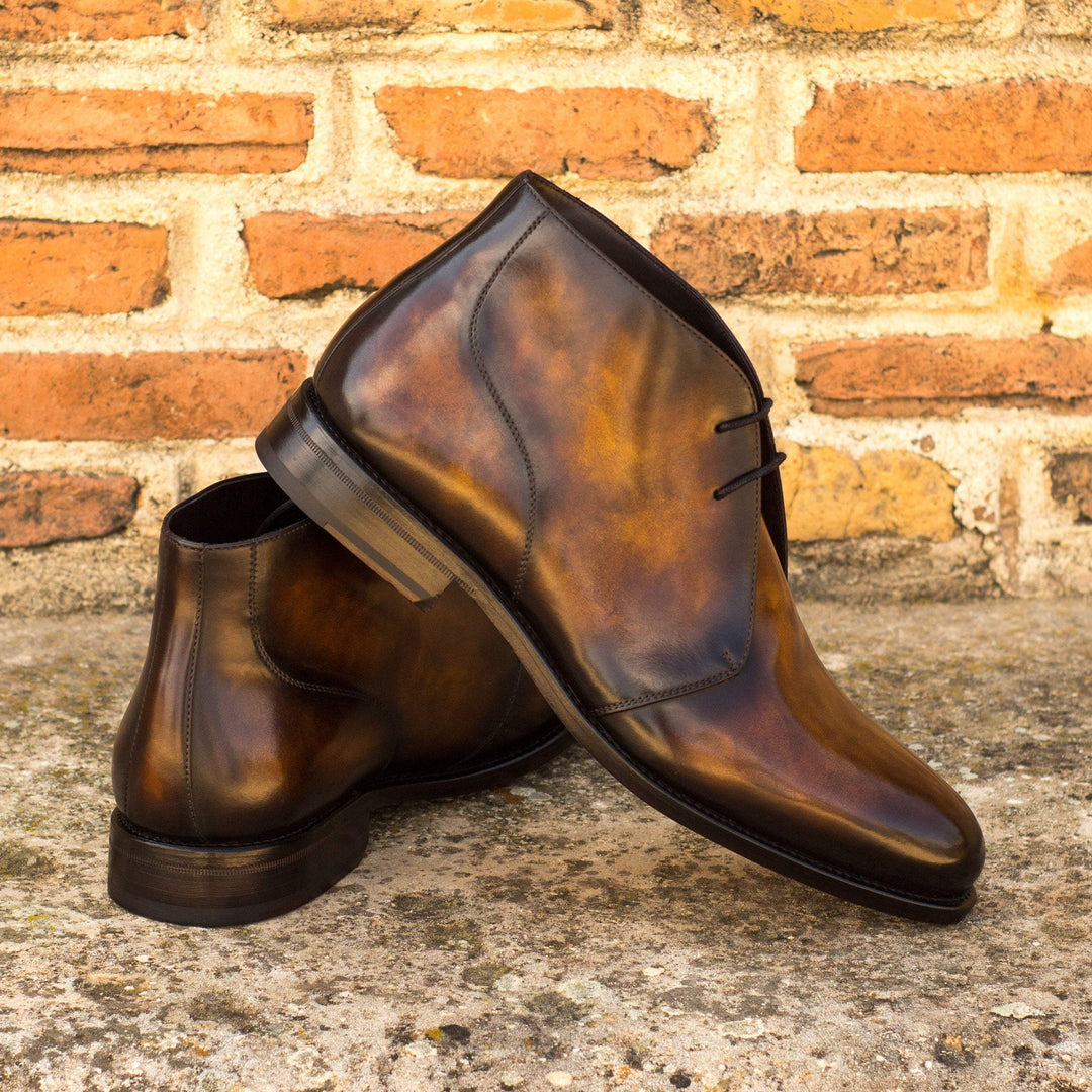 Men's Chukka Boots Patina Leather Goodyear Welt Brown 4398 1- MERRIMIUM--GID-2506-4398