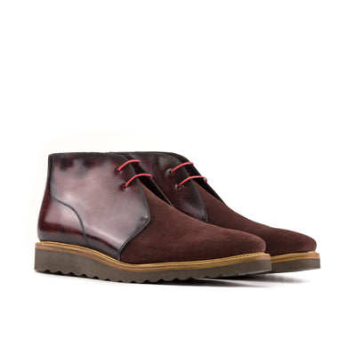 Men's Chukka Boots Patina Leather Goodyear Welt Burgundy Red 5606 3- MERRIMIUM
