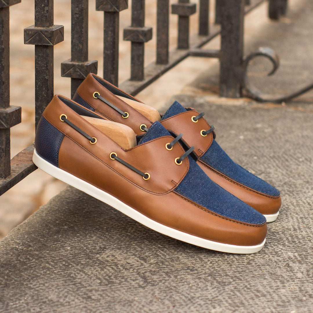 Men's Classic Boat Shoes Leather Blue Brown 4315 4- MERRIMIUM