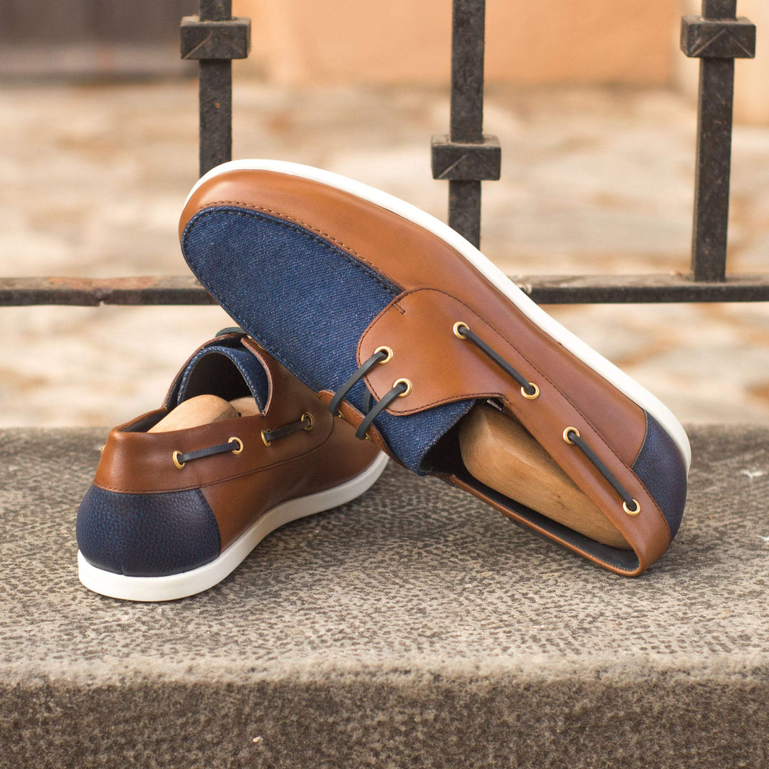 Men's Classic Boat Shoes Leather Blue Brown 4315 1- MERRIMIUM--GID-1409-4315