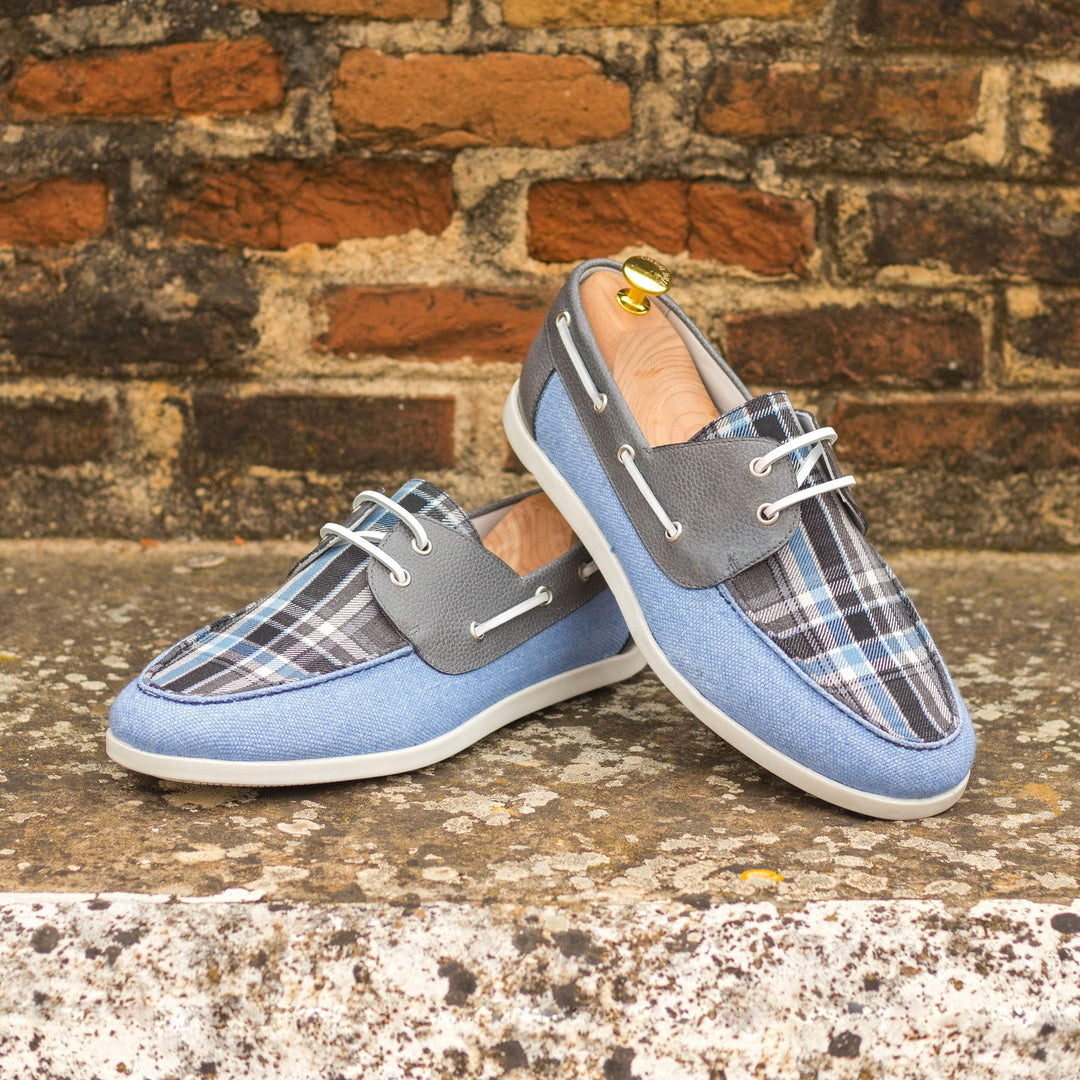 Men's Classic Boat Shoes Leather Blue Grey 4801 1- MERRIMIUM--GID-1409-4801
