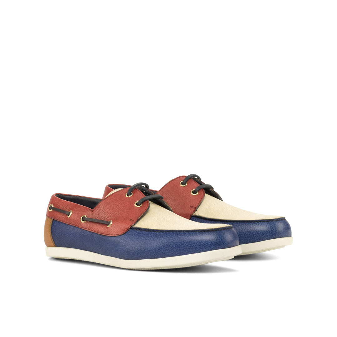 Men's Classic Boat Shoes Leather Brown Blue 4968 3- MERRIMIUM