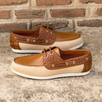 Men's Classic Boat Shoes Leather Brown White 4805 1- MERRIMIUM--GID-1409-4805