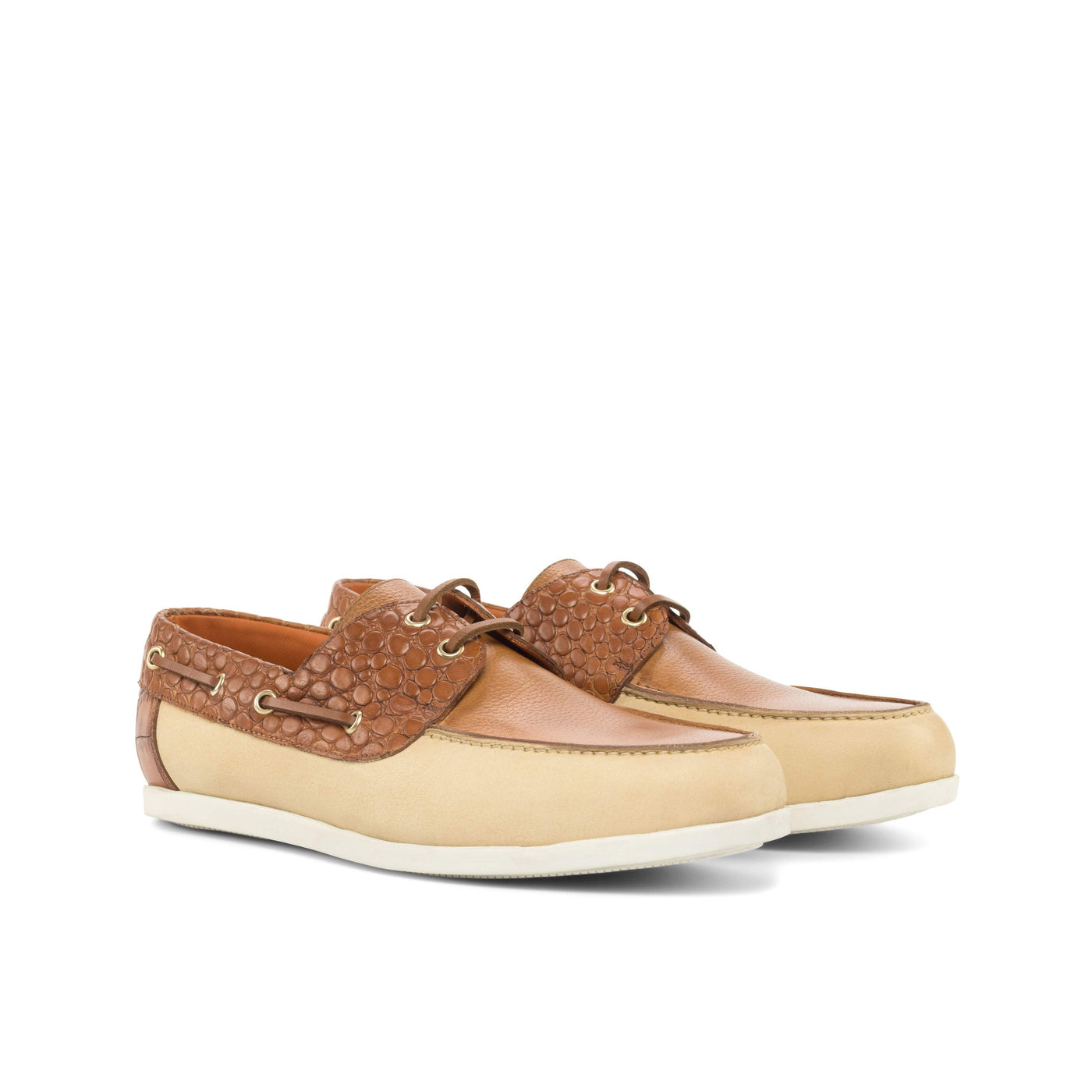 Men's Classic Boat Shoes Leather Brown White 4805 3- MERRIMIUM