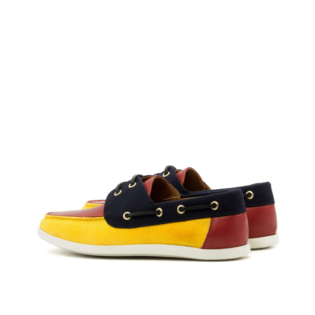 Men's Classic Boat Shoes Leather Yellow Blue 3555 4- MERRIMIUM