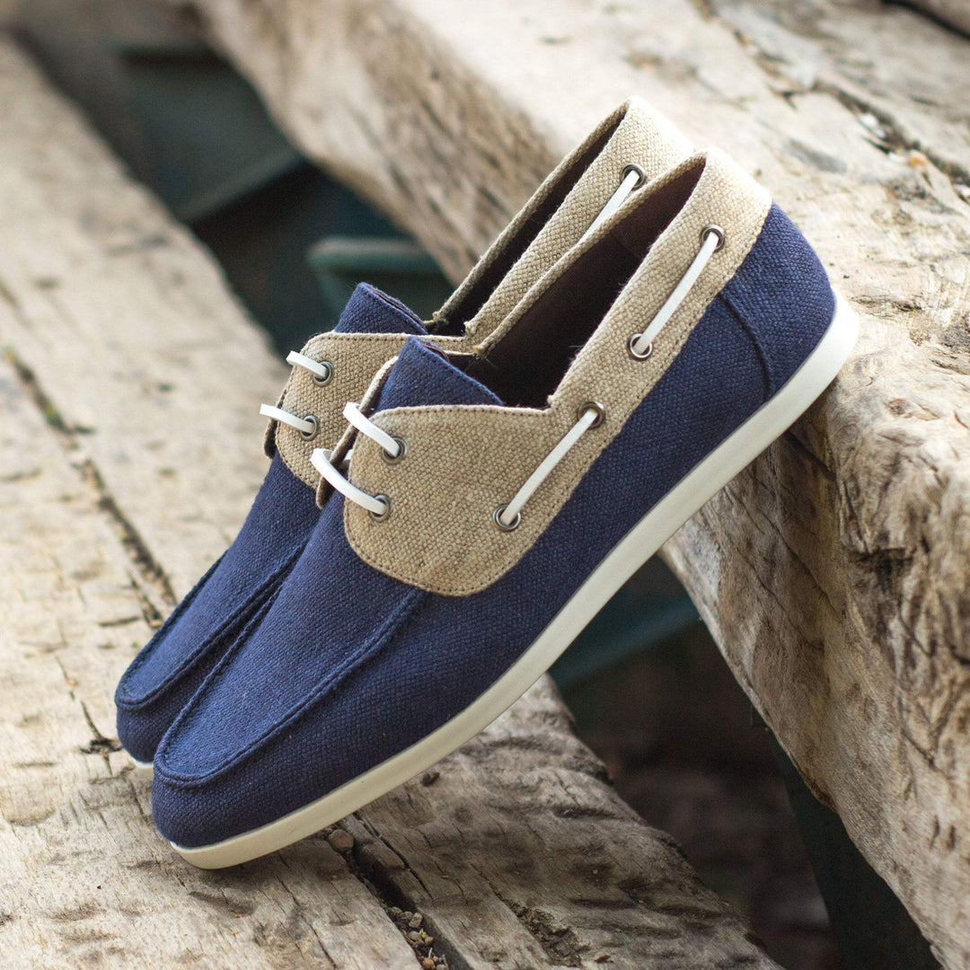 Men's Classic Boat Shoes White Blue 4341 1- MERRIMIUM--GID-1409-4341